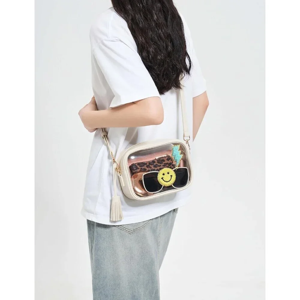 Clear Crossbody Bag PVC Small Stadium Approved Water-Resistant Women